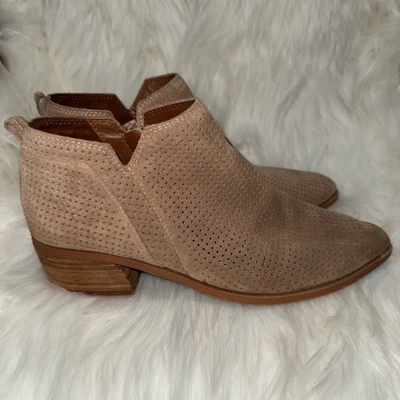 Franco Sarto Tan Ankle Booties with Perforated Design - Picture 4 of 9